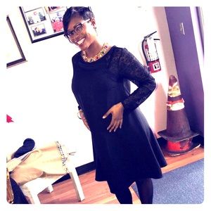 Lace Sleeve Dressy Casual Black Dress